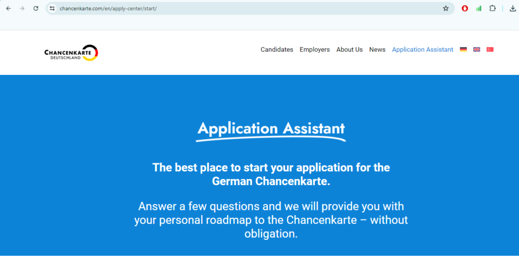 German chancen karte application assistant sample image