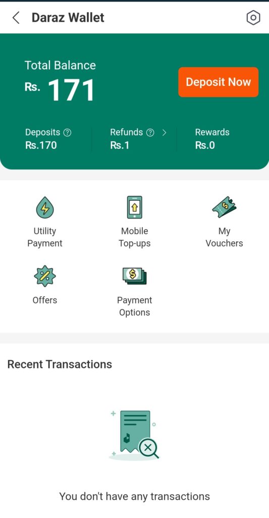 daraz app image for paying utility bills through credit card in Pakistan