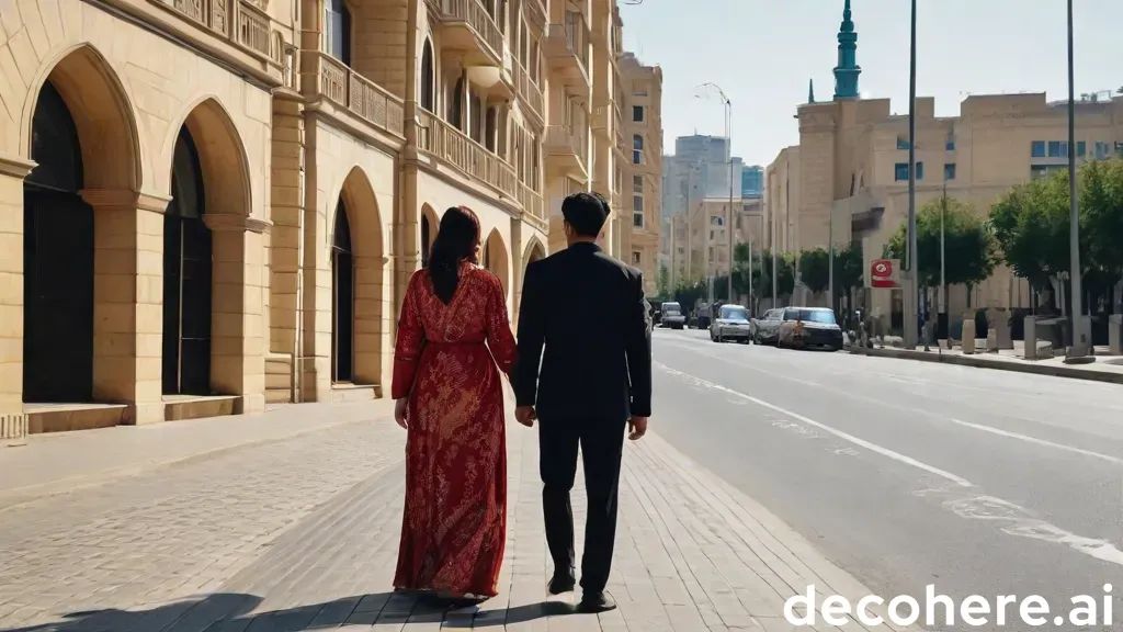 pakistani couple standing in downtown baku Ai generated image