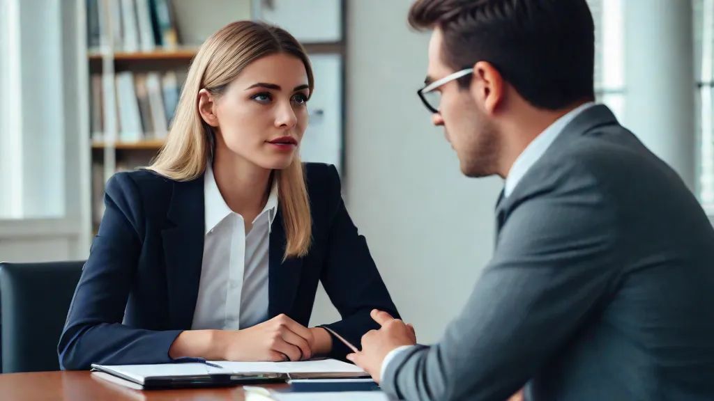 image of woman discussing case with her lawyer