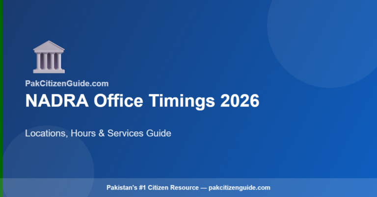 NADRA Office Timings 2026 Pakistan — Hours, Locations & Services Guide